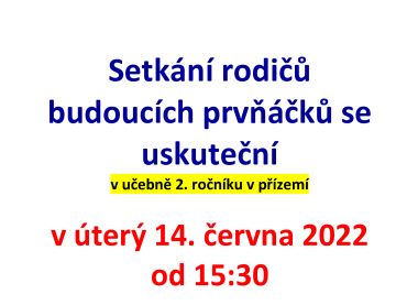Foto k aktualitě Setkání rodičů budoucích prvňáčků